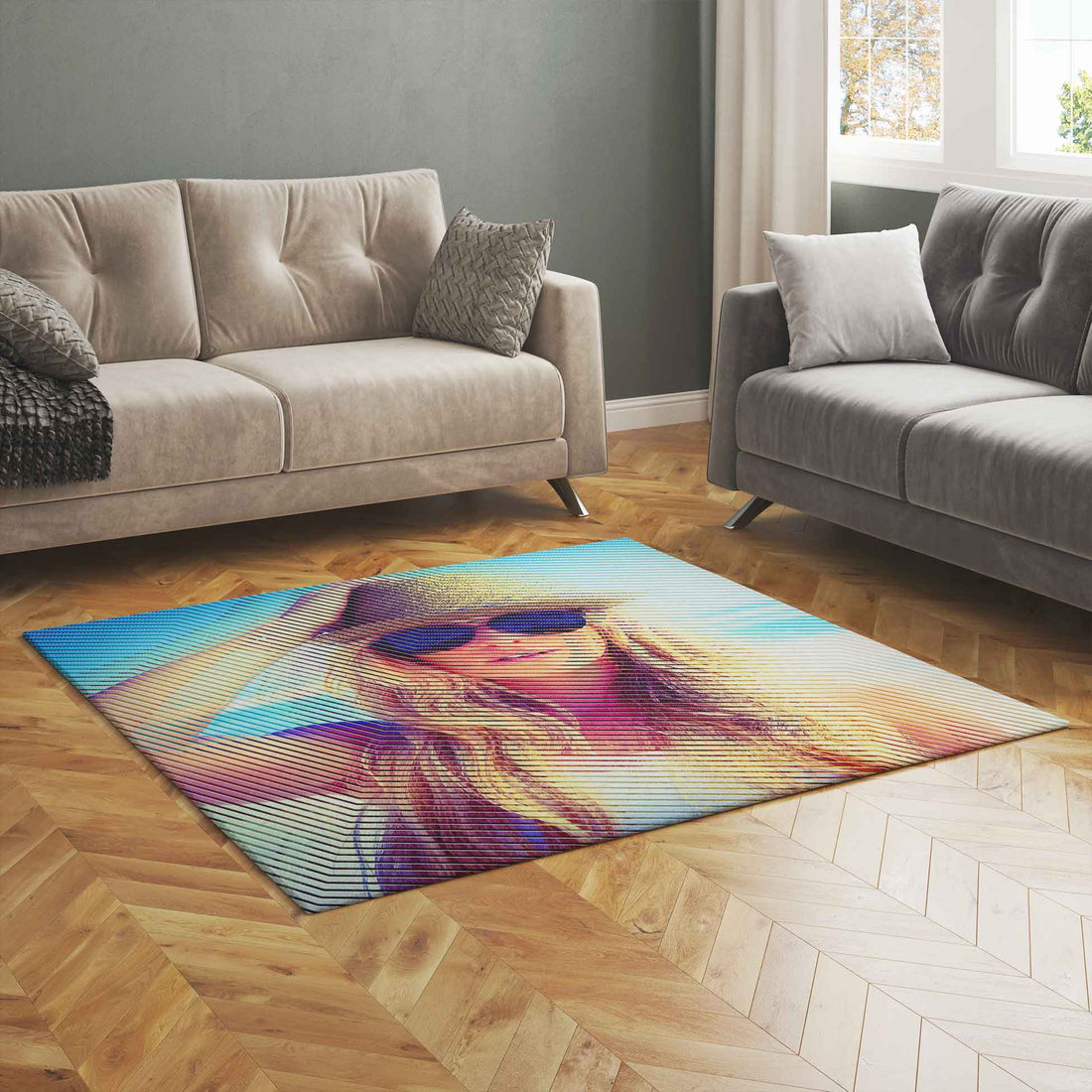 Create a cozy and personalized atmosphere with an abstract lines photo rug, uniquely designed to reflect your taste and preferences