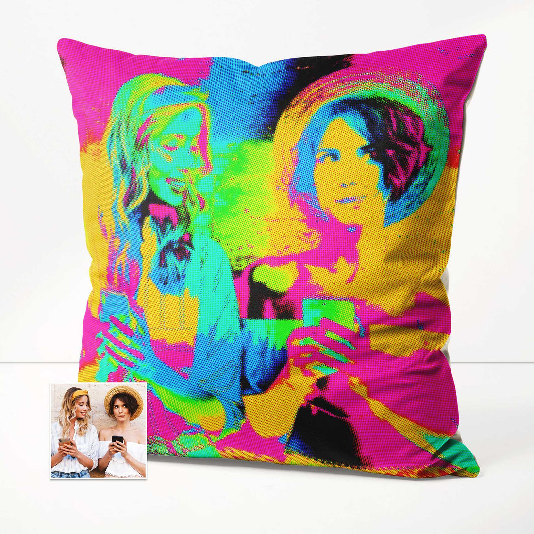 Craft a personalized retreat with a pop art cushion, combining comfort and individuality with vibrant colors and personalized patterns
