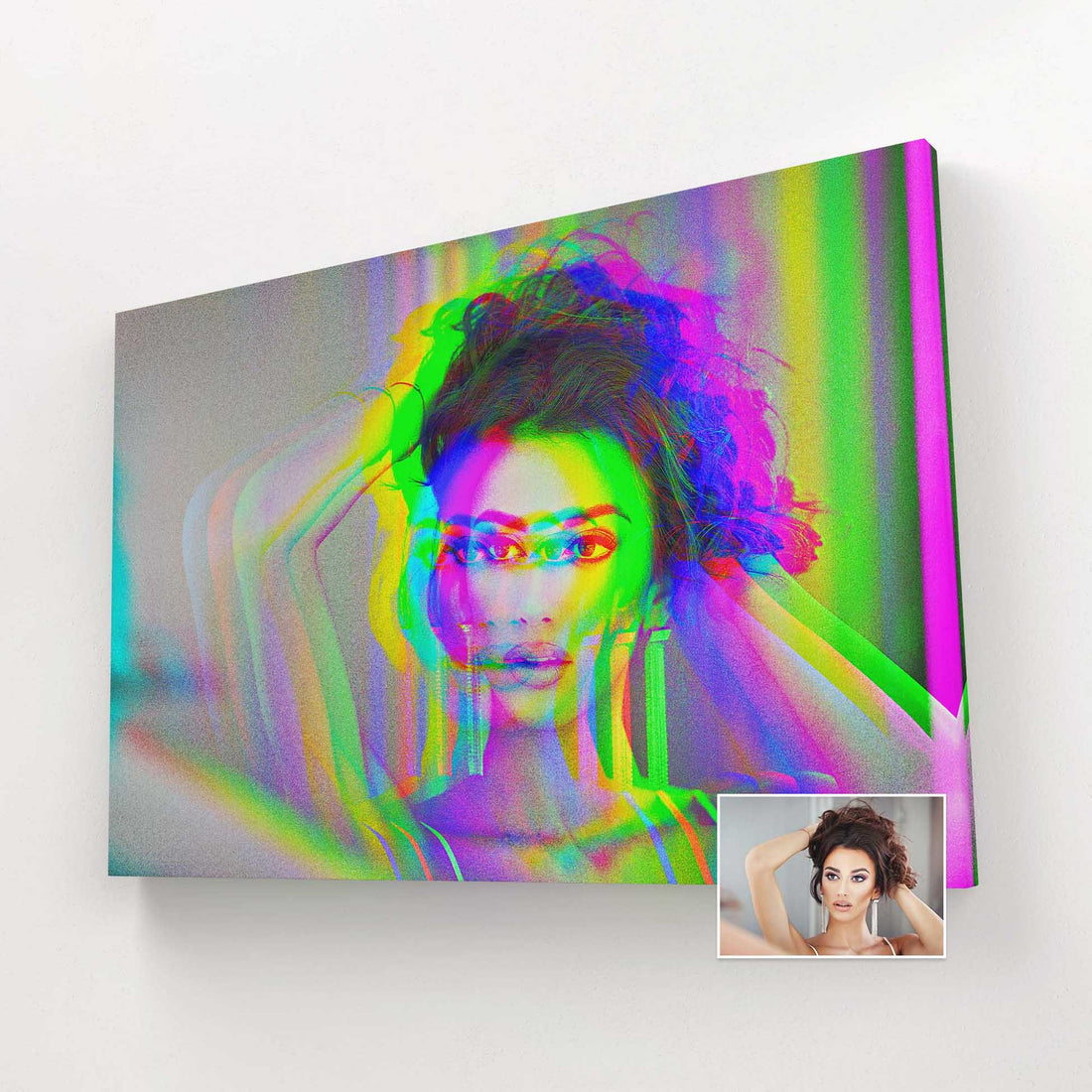 Experience the thrill of personalized anaglyph 3D printing on canvas, where custom details add depth and individuality to the captivating artwork.